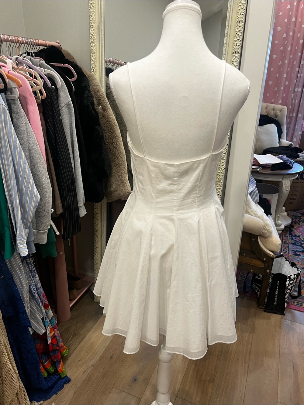 Zara White Spaghetti-Strap Linen sweetheart Dress - Picture 3 of 3